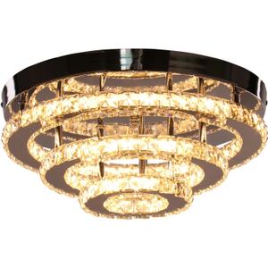 Modern LED Crystal Chandeliers 3-Tier Flush Mount Ceiling Light Fixture Round LED Crystal Chandelier Light for Bedroom Bathroom Kitchen Office(Warm White)