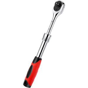 Extendable Ratchet Torque Wrench - 1/2" Drive Ratchet Socket Wrench 72-Tooth Quick-Release Reversible Hand Tools, Red