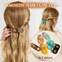 Magnetic Hair Clips 2-Pack | Hair Clips for Styling & Thick Hair | Claw Clips & Barrettes for Women | Strong Hold Non-Slip No-Crease Hair BarrettesBlue + Orange