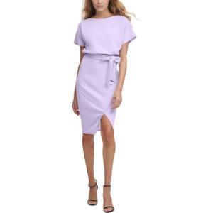 Kensie Women's Short Sleeve Tie Waist Midi Dress (14, Ultra Violet)