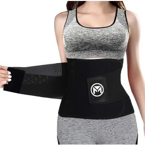 Moolida Waist Trainer Belt for Women or Men Waist Trimmer Workout Fitness Back Support Belts (X-Large, Black)