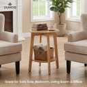 DUMOS Bedside End Table for Small Spaces, 2-Tier Boho Accent Side Table with Storage Shelf, 15.8" Wood Modern Nightstand for Living Room, Bedroom, Home Office, Natural Wood, 1 Pack