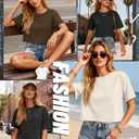 Ficerd 3 Pack Women Crop Tops Half Sleeve Cropped T Shirts Casual Crew Neck Drop Shoulder Loose Summer Solid Color (White), M