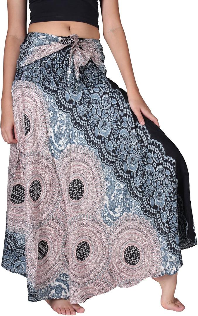 Long Skirts for Women Maxi Boho Skirt Floral Print, One Size
