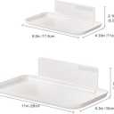 2-Pack Foldable Floating Shelves for Wall | No Drill White Wall Shelves | Small Floating Shelf for Bathroom, Bedroom, RV, KitchenAdhesive Shelves for Phones, Watches | Renter Friendly
