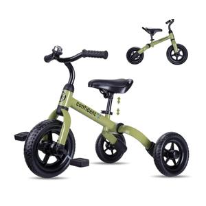YGJT 3 in 1 Tricycle for Toddlers Age 25 Years Old, Folding Kids Balance Bike with Adjustable Seat and Removable Pedal, Toddler Bike Rideon Toys for Infant, Gifts for Baby Boys Girls(Army Green)