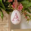 WDS WONDROUS 12-Piece Easter Hanging Ornaments Set, Plastic Bunny & Letter Eggs with Pink Vintage Pattern, Spring Home Decor for Wall Door Tree Table, Easter Party Supplies Gift (Pink and White)