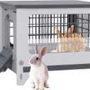 Plastic Rabbit Hutch for Indoor & Outdoor, Featuring Urine Barrier and Pull-Out Tray, Pet Habitat for Small Animals, Rabbit Cage Easy Cleaning and Assembly