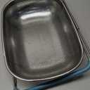 Rachael Ray Tools and Gadgets Over-The-Sink Colander/Strainer, 4.5 Quart, Stainless Steel with Agave Blue Handles