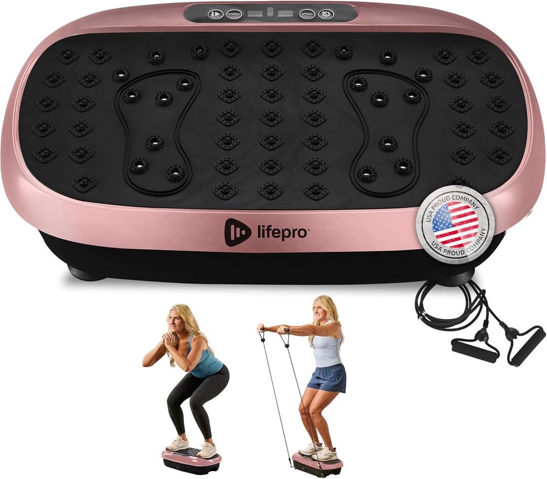 Lifepro Vibration Plate Exercise Machine with Magnetic Acupoints - Full Body Vibration Platform for Beginners and Recovery - Ideal Lymphatic Drainage Massager for Muscle Toning and Overall Fitness (Rose Gold)
