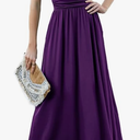 ANRILITA Women's 2026 Wrap V Neck Maxi Dress Short Sleeve Empire Waist Flowy Summer Long Dresses with Pocket Casual for Beach, Purple, XL