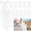 12 Pack Wedding Aisle Decoration for Pews White Large Bows for Decor Tulle Rhinestones Satin Bow for Wedding Reception, Banquet, Church Bench, Bridal Shower, Outdoor Lawn Ceremony, Party Decoration