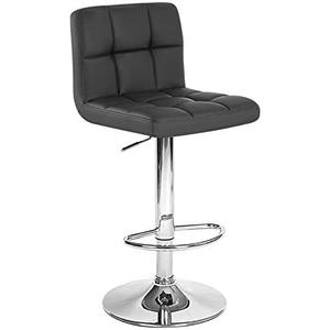 Roundhill Furniture Swivel Black Bonded Leather Adjustable Hydraulic Bar Stool, Set of 2