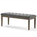 SIMPLIHOME Waverly 48 inch Wide Traditional Rectangle Tufted Ottoman Bench in Slate Grey Vegan Faux Leather, Assembled, For the Living Room and Bedroom