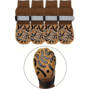Double Sides Non-Slip Dog Socks to Prevent Licking Paws - Strong Traction for Hardwood Floors, Senior Dogs, Paw Protector, Dog Socks with Grippers Black (X-Small(Pack of 4))