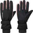 American Trends Winter Ski Gloves for Women Waterproof Winter Gloves Touchscreen Snow Gloves (One Size, Black)