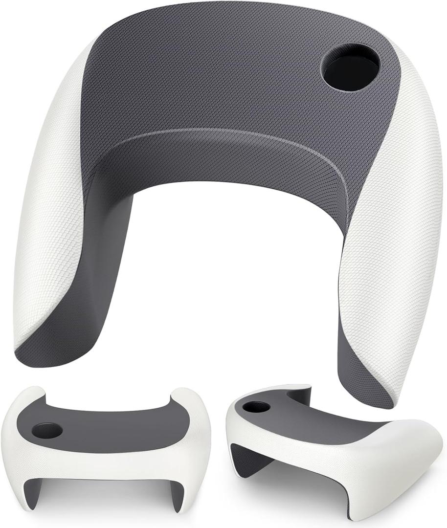 Reading Pillow, Lap Desk Pillow for Adult, Gaming Pillow for Arm Support, Memory Foam Arm Rest for Working, Crocheting, Playing Game or Siting in Bed, Floor, Sofa (White)