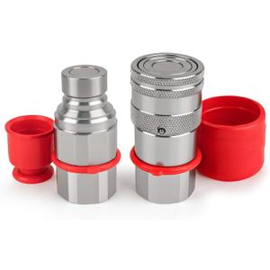 1/2 NPT Flat Face Hydraulic Quick Couplers, Skid Steer Hydraulic Couplers with 2PCS Dust Covers, Couplings Set for Agricultural Machinery, Construction Equipment & Industrial Hydraulic Testing