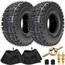FVRITO 3.00-4 260 x 85 10x3 9x3.50-4 Tires Knobby Tread+Tube with TR87 Bent Angled Valve Stem Replacement for E300 E325 Rocket Chopper Goped Bike Electric Scooter Go kart Mini Pocket Bike Set of 2