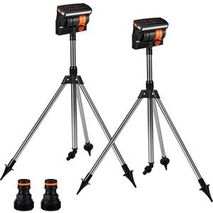 2 Pcs Adjustable Oscillating Sprinkler 4 Way ABS Lawn Sprinkler Covers 4000 Sq. ft 16 Nozzle with Quick Connect for Garden Large Area Watering (Tripod Base)