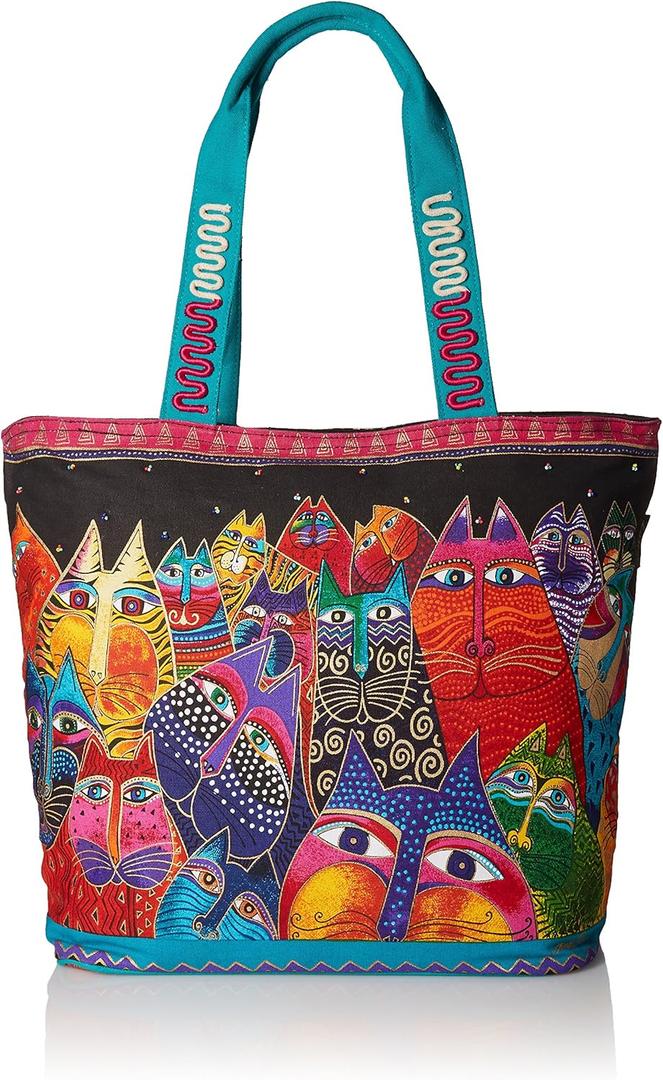 Laurel Burch (LB5230) Shoulder Tote Zipper Top 19, 1/2-Inch by 6, 3/4-Inch by 15-Inch, Fantasticats