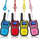 Wishouse Walkie Talkies for Kids Adults Long Range,Xmas Birthday Gift for 4 5 6 7 8 9 10 Year Old Boys Girls,Hiking Camping Gear Toys with Lamp,Lanyards,VOX,Easy to Use,4 Pack(No Battery No Charger)