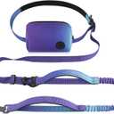 Roses&Poetry Hands Free Dog Leash with Zipper Pouch, 6-9ft Bungee Waist Leash for Medium Large Dogs Walking, Running Lead with Dual Padded Handles Car Safety Buckle for Training Jogging