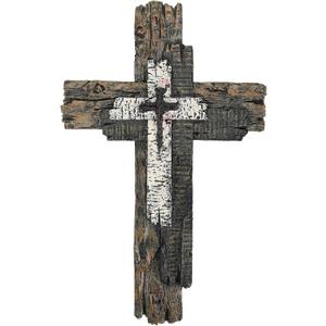 Taprion Modern Rustic Wall Cross Christian Cross Wall Decor - Brown Wood Tones Wall Art for Home Decor (13L" x 8W", Brown Wood Tones)