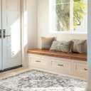 Freyja Washable Rugs 3x5 Area Rug, Soft Non Slip Distressed Indoor Door Mat, Vintage Thin Floral Rugs for Bedroom Bathroom Floor Kitchen Entryway Laundry Room Decor (Rustic Brown)