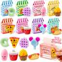 Jumlys Valentines Day Cards for Kids School, 32 Packs Cute Dessert Squeeze Toys, Valentine Day Party Favors for Boys Girls, Ideal Exchange Cards for Classroom