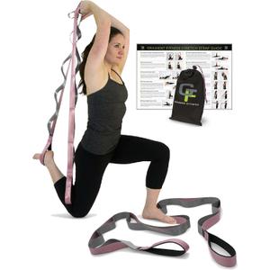 Gradient Fitness Stretching Strap for Physical Therapy, 12 Multi-Loop Stretch Strap 1.5" W x 8' L, Neoprene Handles, Physical Therapy Equipment, Yoga Straps for Stretching, Leg Stretcher. (Pink/Grey)