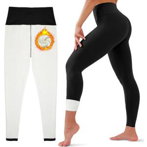 HEGALY Thick Fleece Lined Leggings for Women Tummy Control High Waisted Workout Thermal Warm Soft Yoga Pants for Cold Winter (MODEL: FLL-Black-XXL)