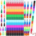 28 Pcs Stacking Crayons Colorful Stackable Buildable Crayons Rainbow Pencils Party Favors for Kids Coloring School Office Supplies Party Favor, 12 Colors and 6 Colors