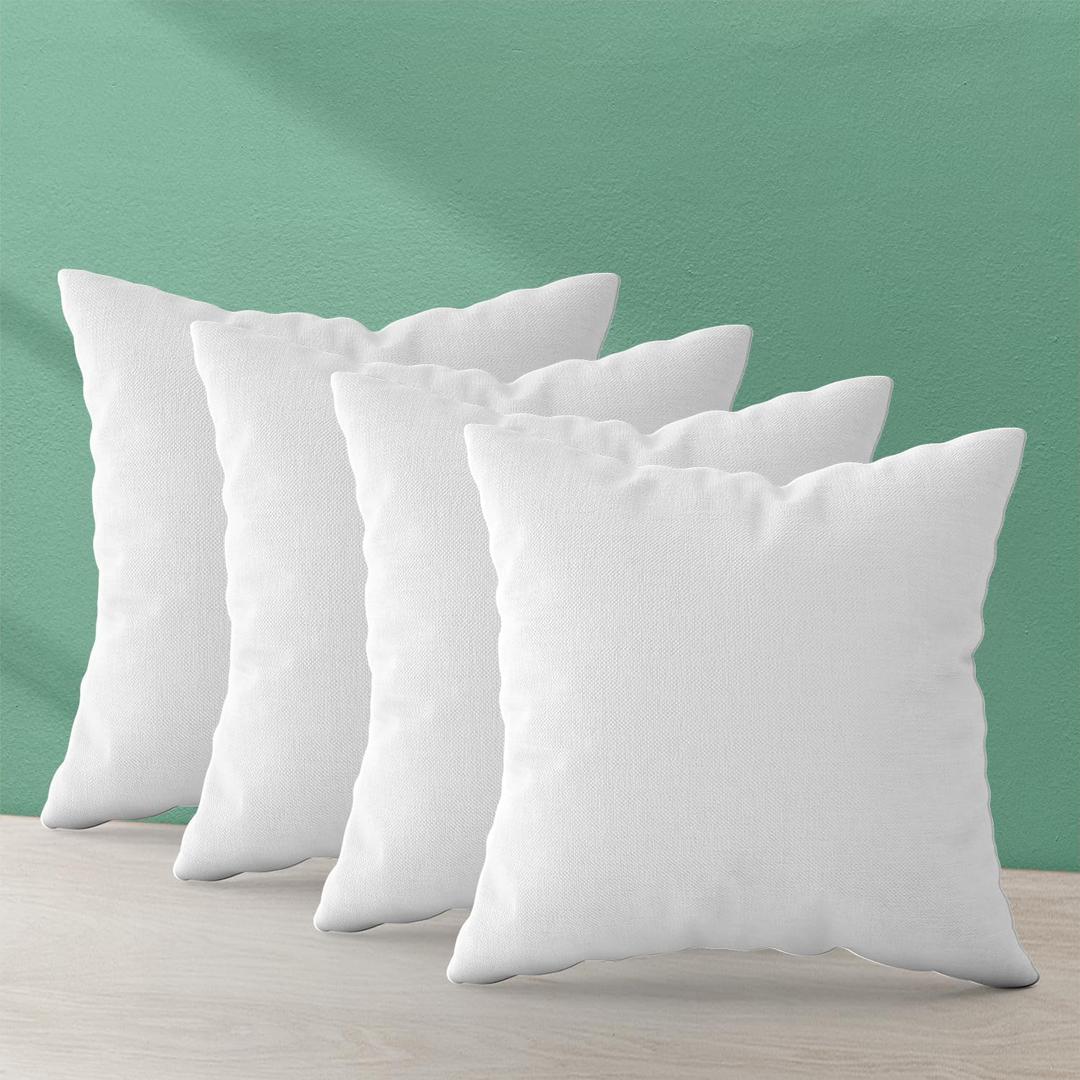 Trendy Home 16x16 Throw Pillow Insert (Set of 4, White) Bed and Couch Pillows Stuffer Hypoallergenic, Decorative Home Outdoor Sofa Pillow Filler (Non Woven, 4 Pack)