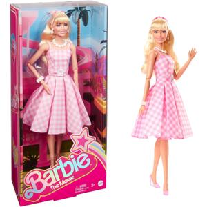Barbie The Movie Doll, Margot Robbie as, Collectible Doll Wearing Pink and White Gingham Dress with Daisy Chain Necklace
