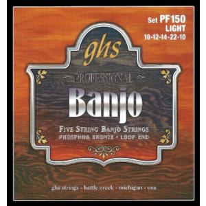 GHS Strings - 5-String Banjo Strings - Phosphor Bronze - Loop End - Light Gauge - 010-022 - Model: PF150 SET