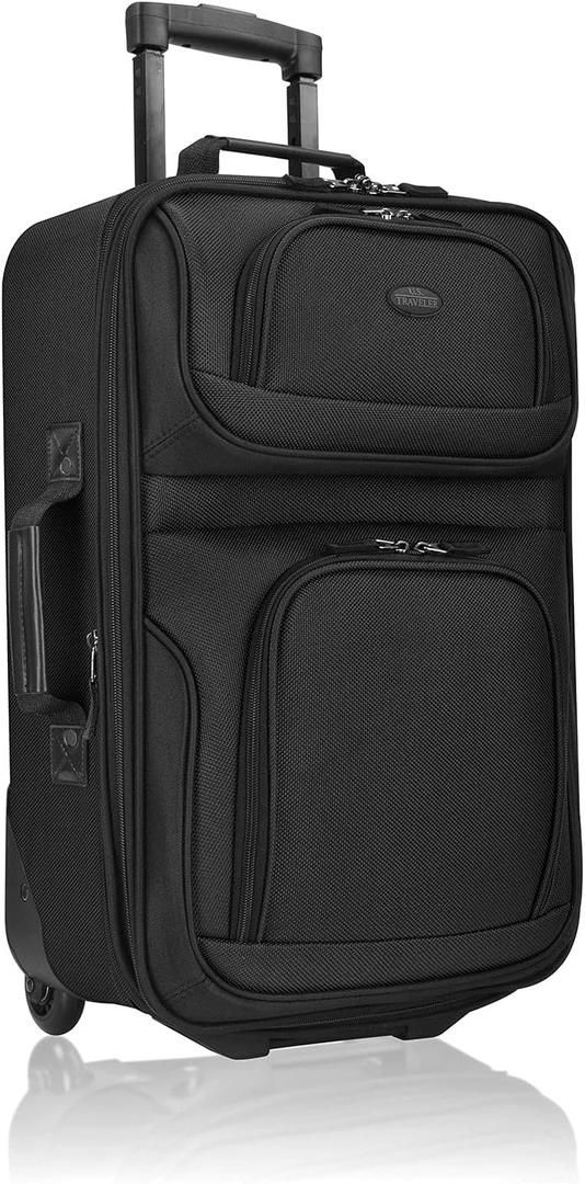 U.S. Traveler Rio Lightweight Softside Rolling Carry-on Suitcase, 2-Wheel Single, Black