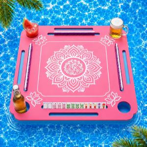 31.5" x 31.5" Floating Mahjong Table for Pool, EVA Foam Waterproof Pool Mahjong Table Floating Game Table for Swimming Pool, Hot Tub, Double-Sided Mahjong Domino & Card Games for Adults