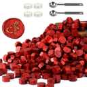 Yoption 360 Pcs Antique Red Sealing Wax Beads Set for Wax Seal Stamp with Candles and Melting Spoon