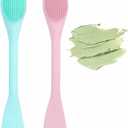 Pore Scrubber, Double-End Silicone Face Mask Brush Silicone Face Scrubber, 2Pcs Soft Mask Applicator Tool for Facial Mud,Facial Cleansing Brushes for Makeup Skincare Removal,Pink and Green