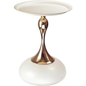 Benkyo White Gold End Table Round Side Tables Modern Pedestal Table Small Circle Cocktail Drink Table Metal Coffee Table for Living Room Bedroom Small Space