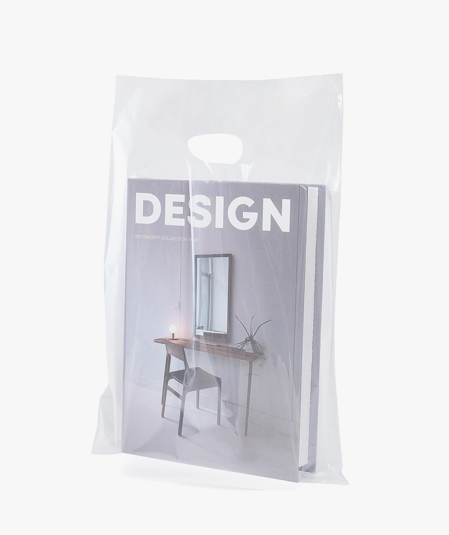 100 Clear Plastic Bags With Handles 9"x12" Perfect for Merchandise And Retail 1.5Mil Thick Clear Gift Bags With Handles