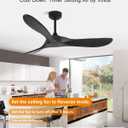 52 Inch Outdoor Ceiling Fans without Lights, Smart Wood Ceiling Fan no Light with Remote Control Voice Control Alexa, Outdoor Fan for Patios Farmhouse 3 Blades High CFM Ceiling Fans Black