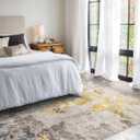 vivorug Washable Rug, Ultra Soft Area Rug 8x10, Non Slip Abstract Rug Carpet, Stain Resistant Rugs for Living Room Bedroom, Modern Fluffy Rug (Grey/Mustard, 8'x10')