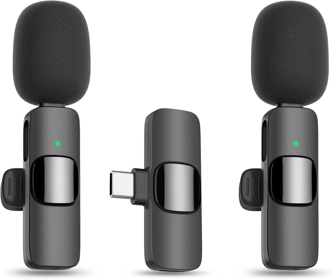 MAYBESTA Wireless Lavalier Lapel Microphone for iPhone 15 Series/Android/Laptop - Bluetooth Mini Phone Microphones for Video Recording - 2 Clip on Mics with USB C Interface for Tiktok YouTube Vlog