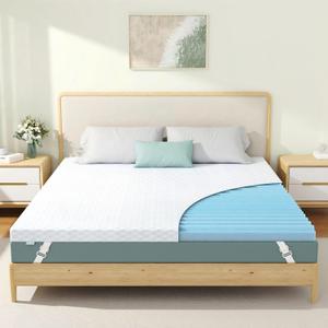 Releep 3 Inch Cal King Gel High Density Mattress Topper, Cooling Firm Bed Topper for Pressure Relief, Orthopedic Support Mattress Topper with Non-Slip Washable Cover, CertiPUR-US Certified