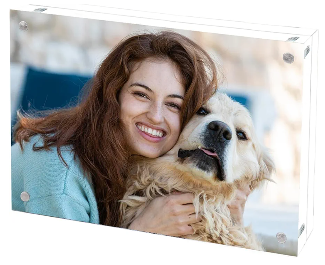 Acrylic Picture Frame 4x6, Double Sided Photo Frames for Refrigerator with Magnetic Corners, Transparent Acrylic Frame for Desk or Tabletop Display Family,Wedding, Baby Pictures(1 Pack)