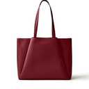 Work Tote Bags for Women 15.6 Inch - Laptop Tote Bag with Zip Compartments - Large PU Leather Office Purse Computer Briefcase (Black)