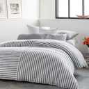 DKNY Clipped Squared 3-Piece Duvet Cover & Sham Set, Full/Queen, Grey