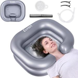 Inflatable Shampoo Basin - Portable Shampoo Bowl, Hair Washing Basin for Bedridden, Disabled,Injured, Hair Wash Tub for Dreadlocks and at Home Sink Washing 15In Inner